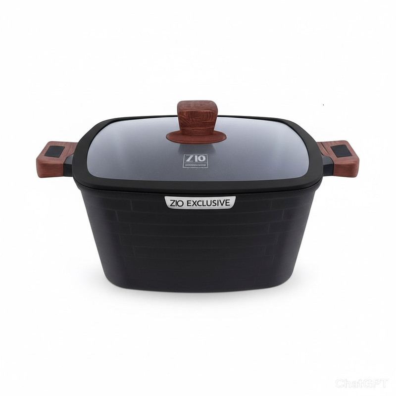 سرویس قابلمه و تابه گرانیتی ۱۰ پارچه زیو مدل ZCS-8550CASTLE BLACK SERIES