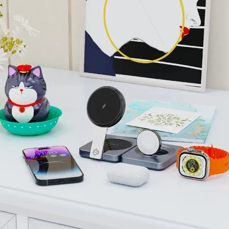 شارژر بی‌سیم 15 وات پاورولوجی مدل PWCUQC027 Multi-Device Charging Stand