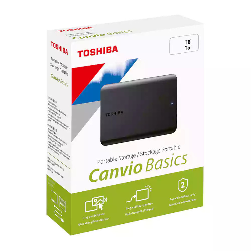 هارد اکسترنال توشیبا مدل Canvio Basics ظرفیت 1 ترابایت دارای رابط USB Type-A