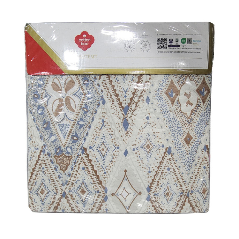 سرویس روتختی دو نفره 4 تکه کاتن باکس مدل Complete Set Bohem Zanora Indigo C.K