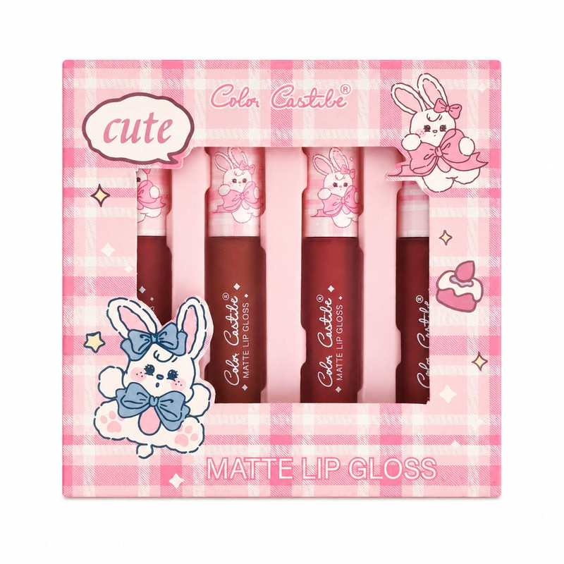 رژ لب مایع مات کالر کستل مدل Cute Rabbit شماره 1 بسته 4 عددی