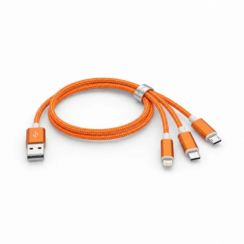 كابل تبدیل USB به لايتنينگ micro USBUSB-C ریویرا مدل توربو شارژ طول 1 متر