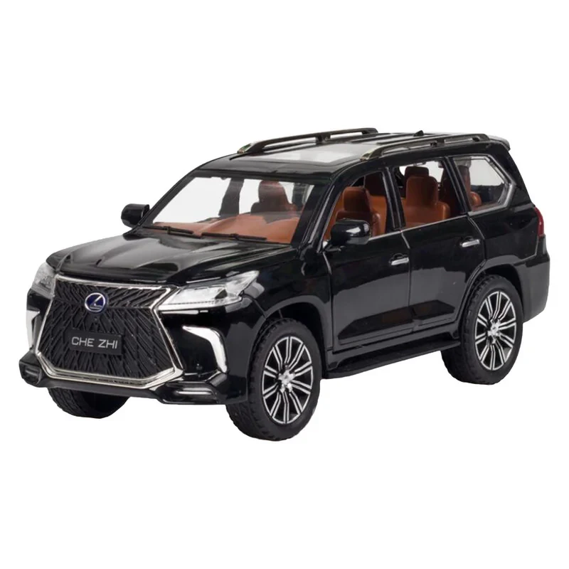 ماکت ماشین شاسی‌بلند لکسوس با مقیاس 1:24 چه ژی مدل LX570 بدنه آلیاژی، چرخ لاستیکی، درهای بازشو بغل، دارای صدا و نور عقب