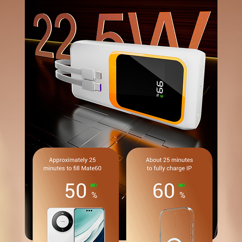 پاوربانک پی زد ایکس مدل V27 Fast Charging 22.5W Cabled ظرفیت 20000 میلی آمپر ساعت