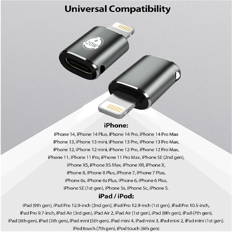 مبدل USB-C به لایتنینگ مدل Type-C to Lightning 20W