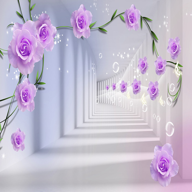 پوستر دیواری سه بعدی مدل گل برجسته بنفش DRVF1191