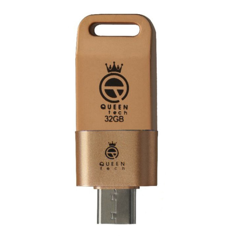 فلش مموری 32 گیگابایت کوئین تک مدل UNIQUE C-PLUS با طراحی ساده و مبدل USB-C