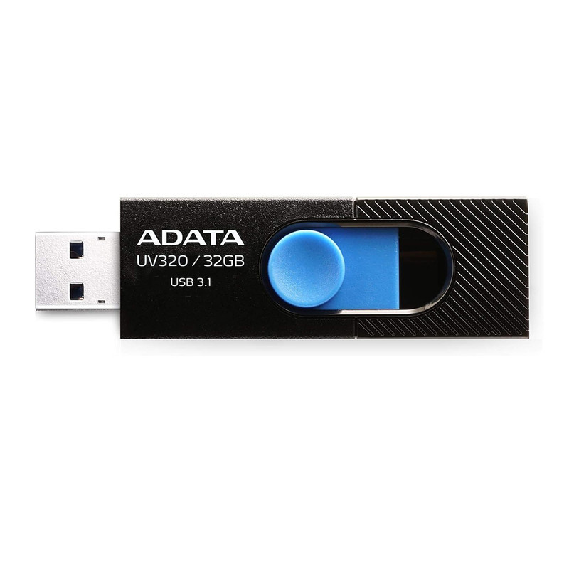 فلش مموری 32 گیگابایت ای دیتا مدل UV320 با درگاه USB 3.1 کشویی و سازگار با ویندوز، مک و لینوکس، مناسب انتقال سریع اطلاعات تا 10 گیگابیت بر ثانیه