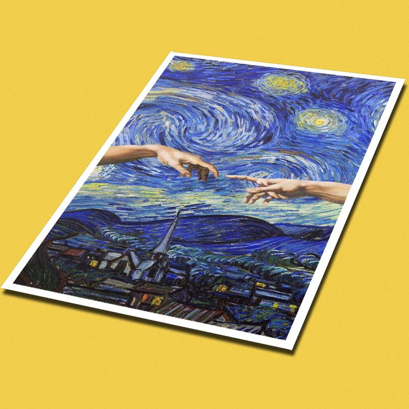 پوستر کارنيکا طرح شب پرستاره فانتزی ون‌گوگ Fantasy Starry Night Van Gogh کد 53865 مجموعه 8 عددی
