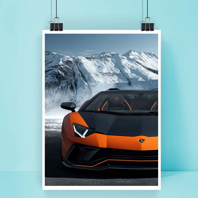 پوستر کارنيکا طرح لامبورگینی اونتادور Lamborghini Aventador کد 17995 مجموعه 8 عددی