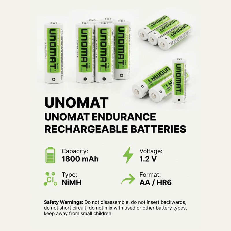 باتری قلمی قابل شارژ یونومات مدل UNOMAT 1800mA بسته ۱ عددی