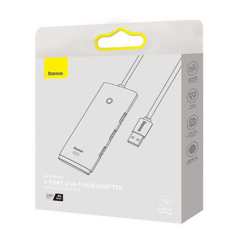 هاب 4 پورت usb3 باسئوس مدل Lite Series -WKQX03010 1M