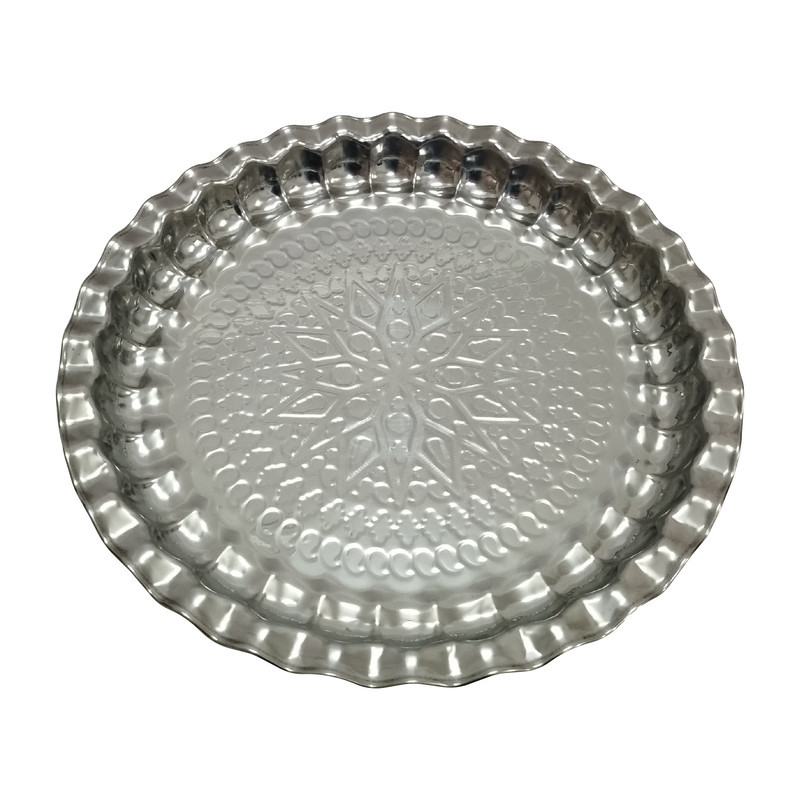 سینی بدون دسته نقره فام آلومین مدل برجسته سایز 30*30 سانتی متر