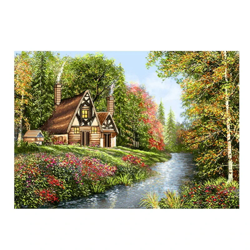 نخ و نقشه تابلوفرش طرح منظره  کد 2367