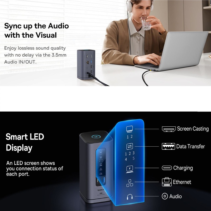هاب 10 پورت USB-C بیسوس مدل BS-OH174   به همراه کابل USB-C