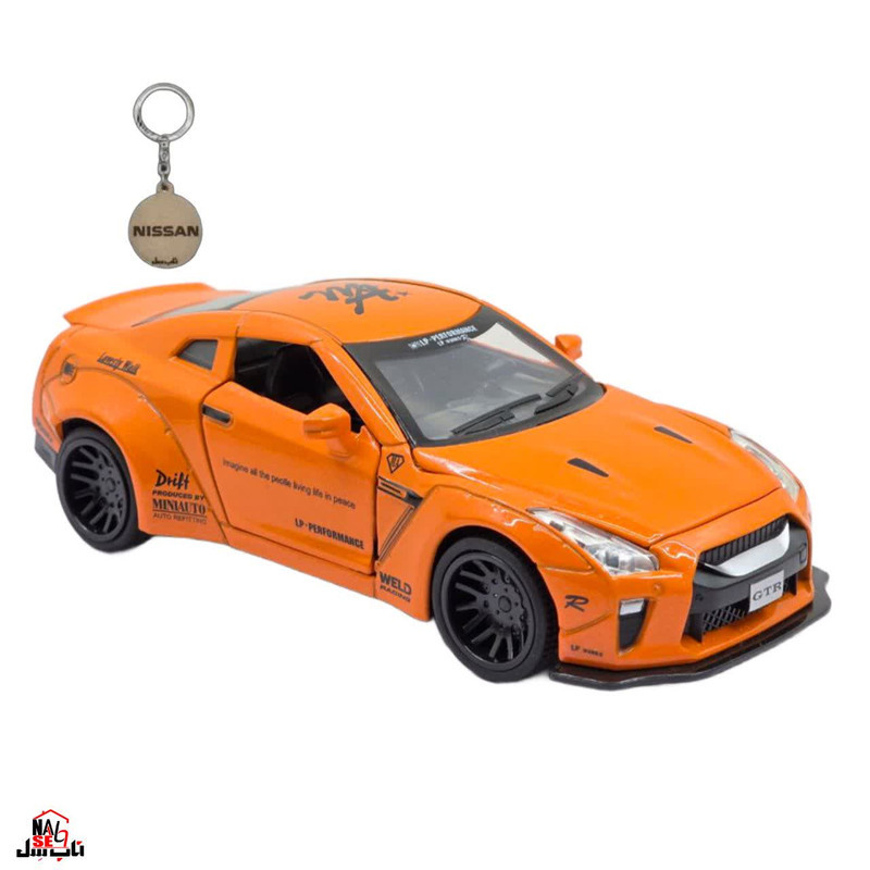 ماکت ماشین ناب سل مدل نیسان جی تی آر فلزی موزیکال چراغدار اسپرت NISSAN GTR SPORT به همراه جاسوییچی