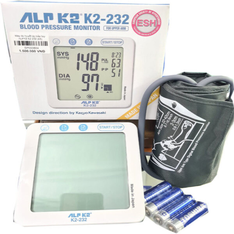فشارسنج دیجیتال بازویی آلپیکادو مدل K2-232 با حافظه 30 عددی، سیستم خاموشی خودکار، نمایشگر بزرگ LCD و قابلیت تشخیص آریتمی قلب