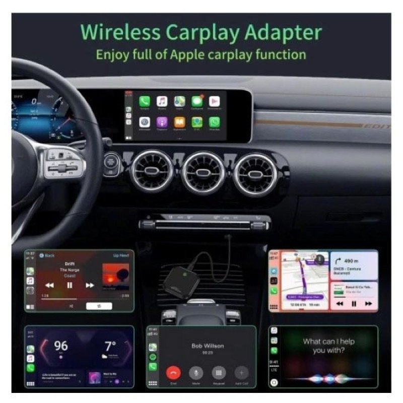 کارپلی و اندروید اتو مدل 2in1 wireless adapter به همراه کابل USB به USB-C و کابل USB-C