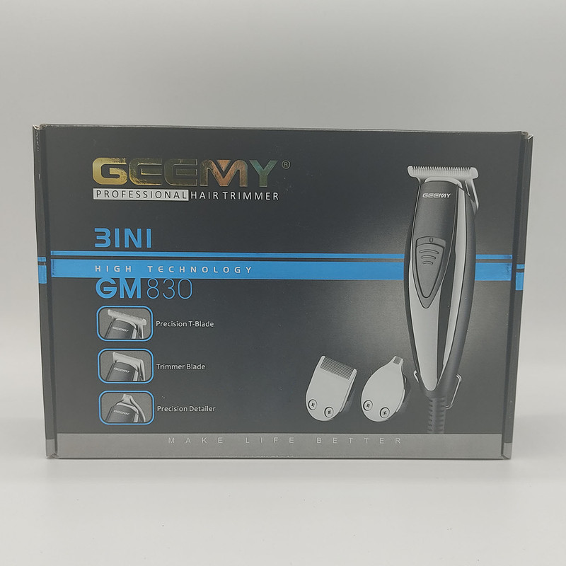 ماشین اصلاح موی صورت جیمی مدل GM830 با تیغه استیل ضد زنگ، برش مستقیم، قابلیت تنظیم سرعت، همراه 7 شانه اصلاح از 0.2 تا 9 میلی‌متر و منبع تغذیه برق با سیم