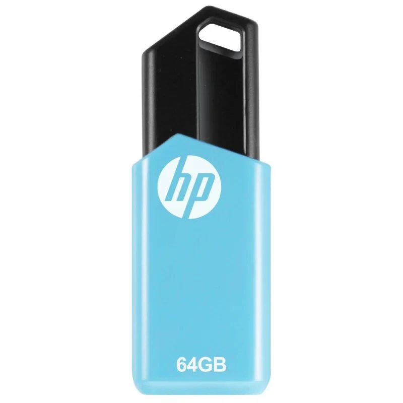 فلش مموری اچ‌پی مدل V150w ظرفیت 64 گیگابایت، رابط USB 2.0، طراحی باریک بدون درپوش، سرعت خواندن 14 مگابایت بر ثانیه و سرعت نوشتن 4 مگابایت بر ثانیه، دارای محفظه فلزی بادوام و حلقه اتصال به بند یا جاکلیدی