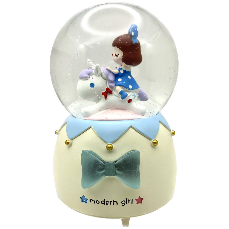 گوی موزیکال مدل پمپی modern girl طرح دختر و اسب شاخدار کد PAB7663