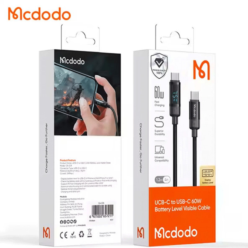 کابل تبدیل USB-C مک دودو مدل CA-578 60W طول 1.2متر