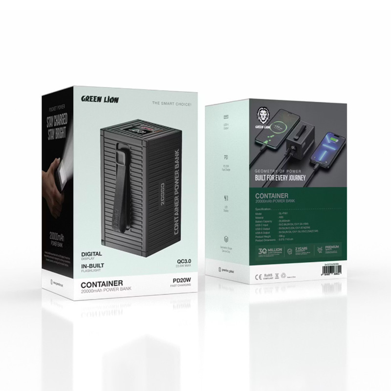 پاوربانک 22.5 وات گرین لاین مدل Container GL-PX61 ظرفیت 20000 میلی آمپر ساعت