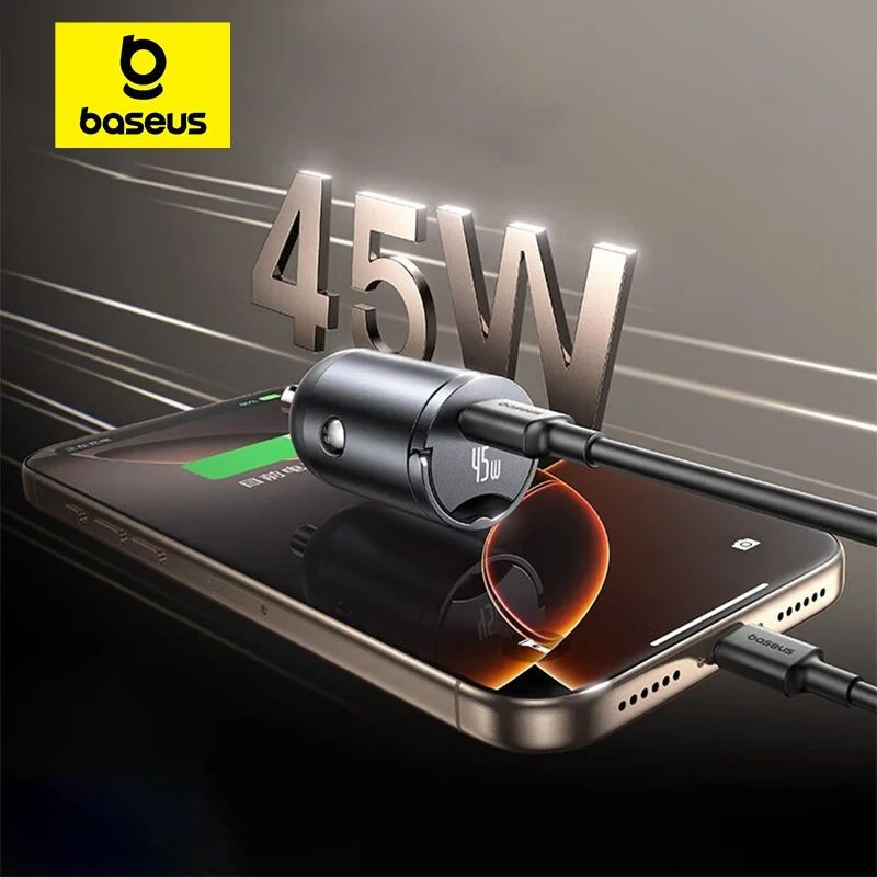 شارژر فندکی 45 وات بیسوس مدل  PrimeTrip 45W C02068 به همراه کابل USB-C