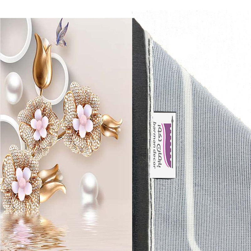 پرده بارمان دکور طرح گل نگینی مدل هازان پانچی کد 70-1469 W سایز 140x280 سانتی متر
