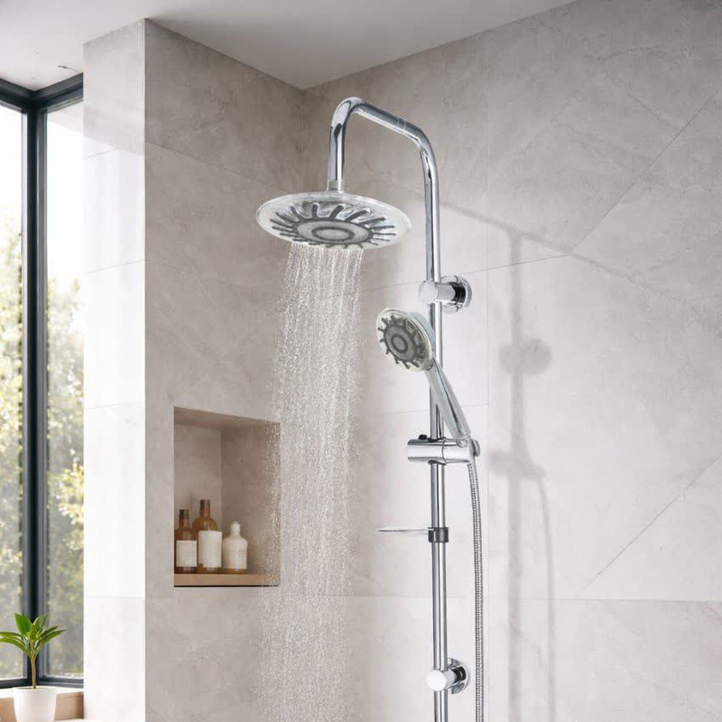 سردوش حمام پاپیروس مدل روشنایی خودکار LED-Crystal مجموعه 2 عددی