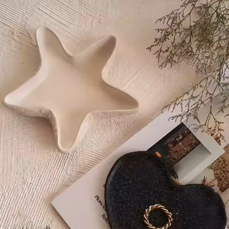 ظرف سرو شکلات‌خوری سنگی مدل ستاره دریایی طراحی فانتزی و شست‌وشو با دست