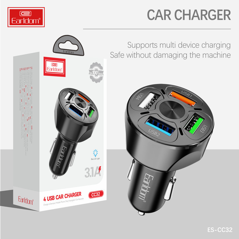 شارژر فندکی 18 وات ارلدام مدل 4USB CAR CHARGER