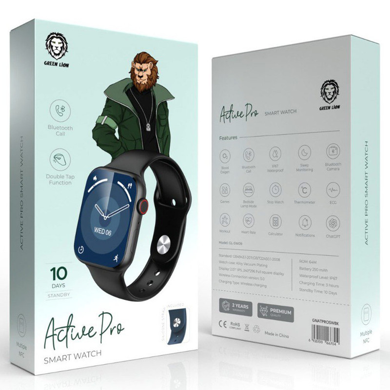 ساعت هوشمند گرین لاین مدل Active Pro GNATPROSWBK