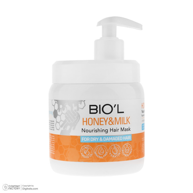 ماسک تقویت کننده مو بیول مدل HONEY & MILK مناسب برای موهای خشک و آسیب دیده حجم 500 میلی لیتر