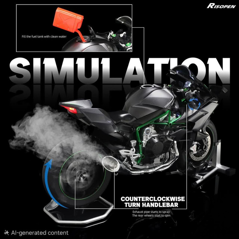 موتور بازی ناب سل مدل کاوازاکی نینجا H2R دودزا شارژی کد kawasaki h2r ninja spray 1:6 naab002