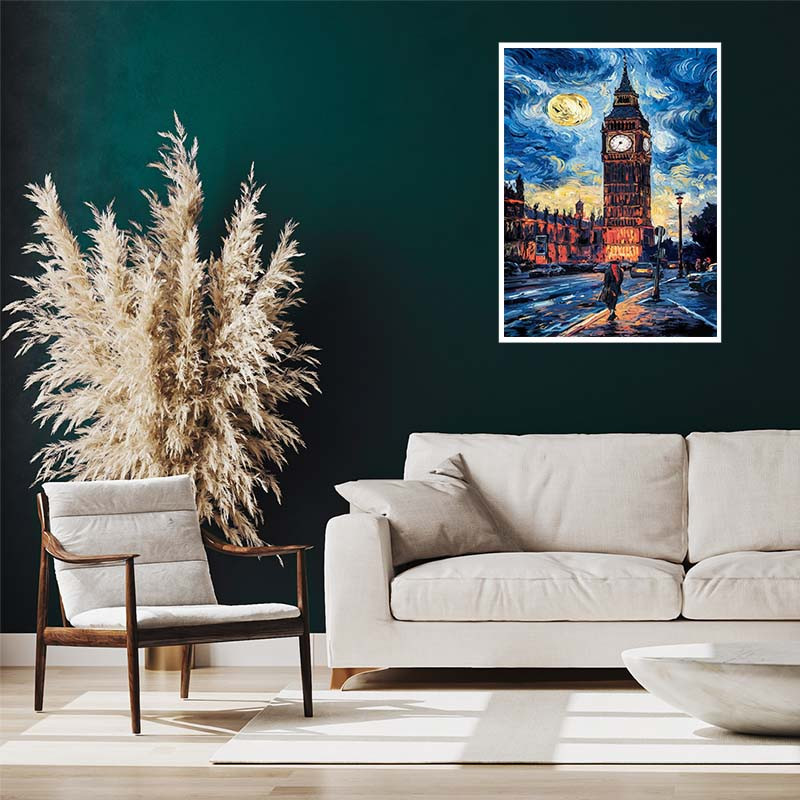 پوستر کارنيکا طرح شب پرستاره فانتزی ون‌گوگ Fantasy Starry Night Van Gogh کد 53865 مجموعه 8 عددی