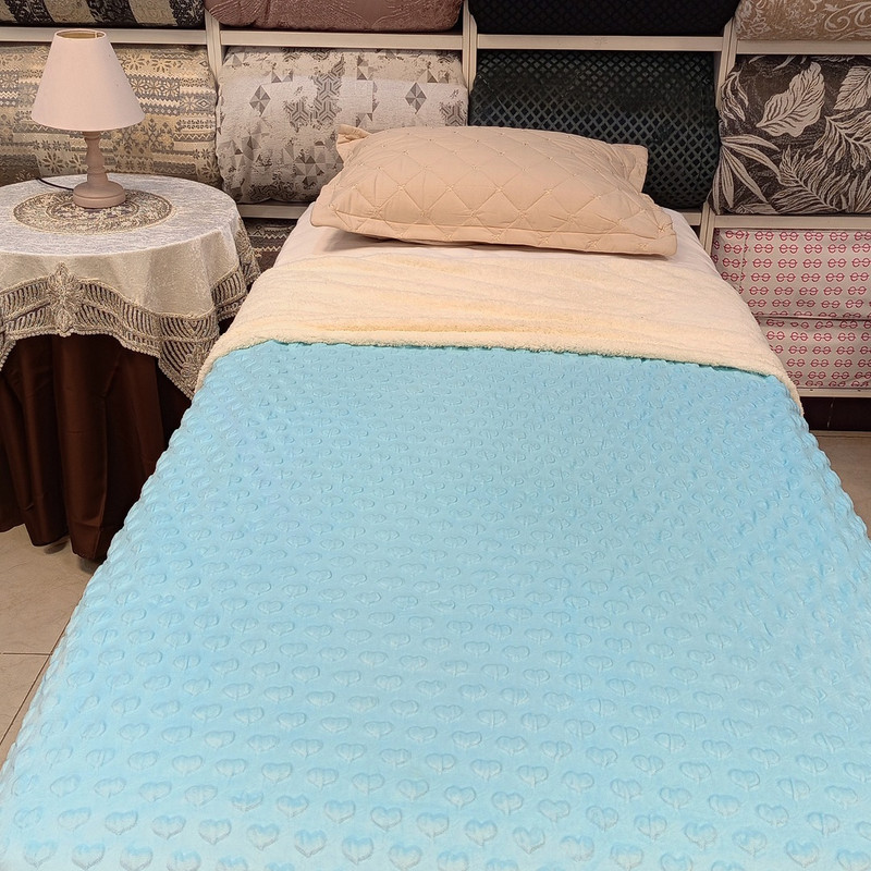 پتو 1 نفره مدل کریستال قلبی پشت تدی سایز 220x160 سانتی‌متر