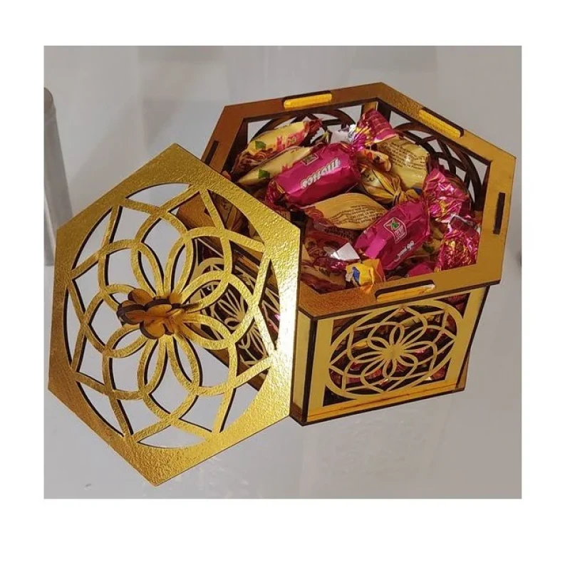 ظرف شکلات خوری چوبی طرح شمسه کد 145