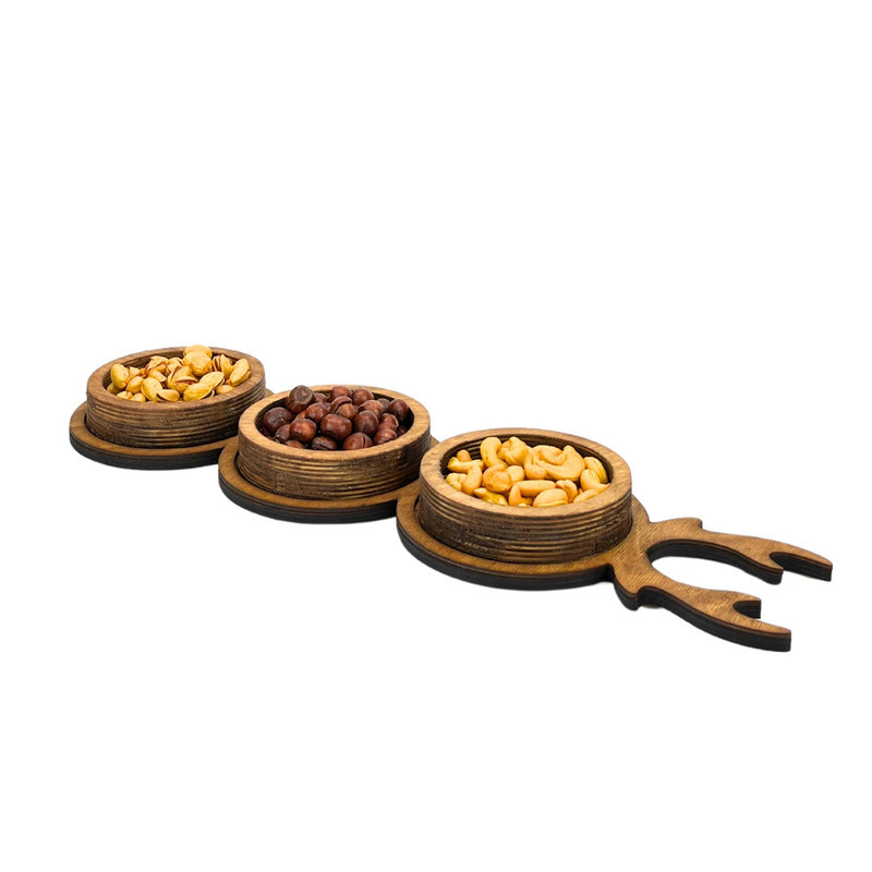 اردوخوری مدل چوبی کد OD22 مجموعه 3 عددی به همراه سینی