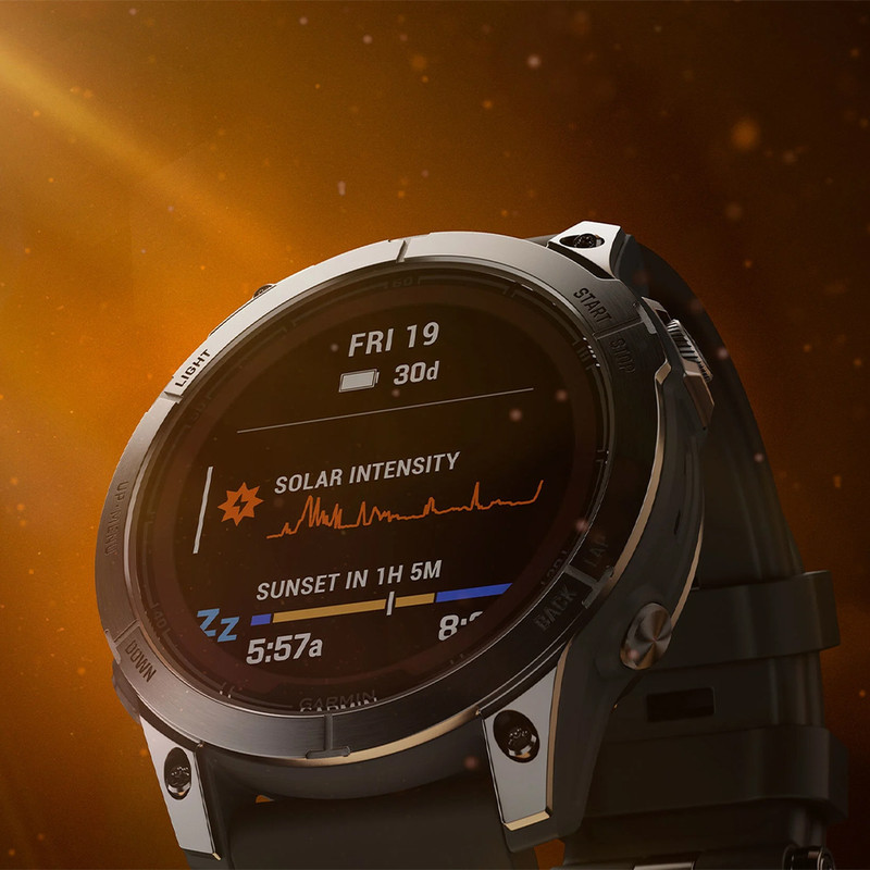 ساعت هوشمند گارمین مدل Fenix 7x SOLAR دارای قابلیت های صفحه نمایش لمسی , کنترل موسیقی (Music Player) , کنترل سطح اکسیژن خون، بند سیلیکون