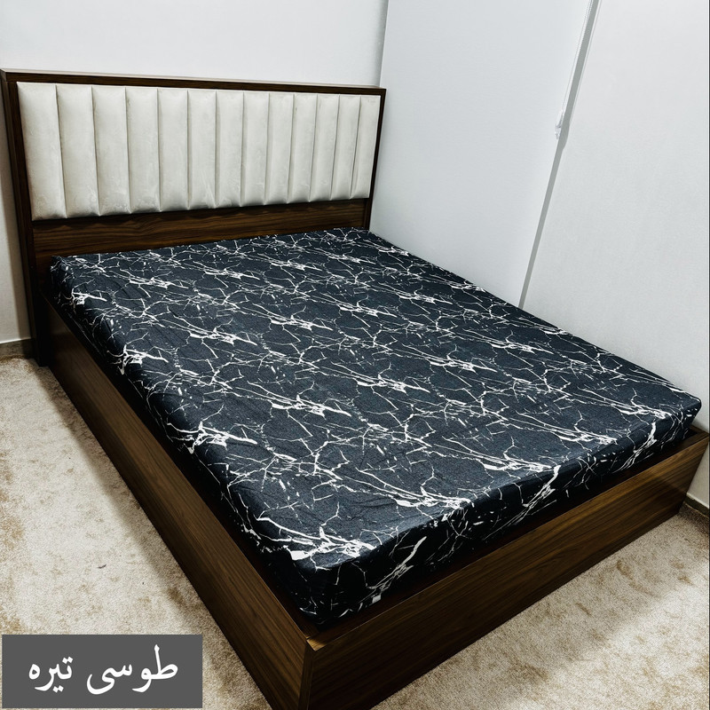 ملحفه ناتوسا مدل کشدار ماربل دو نفره سایز 200x160 سانتی متر