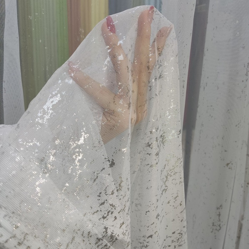 پرده تیکو دکو مدل دوخت ساده حریر ژورژت طلا کوب سایز 280*600 سانتی‌متر