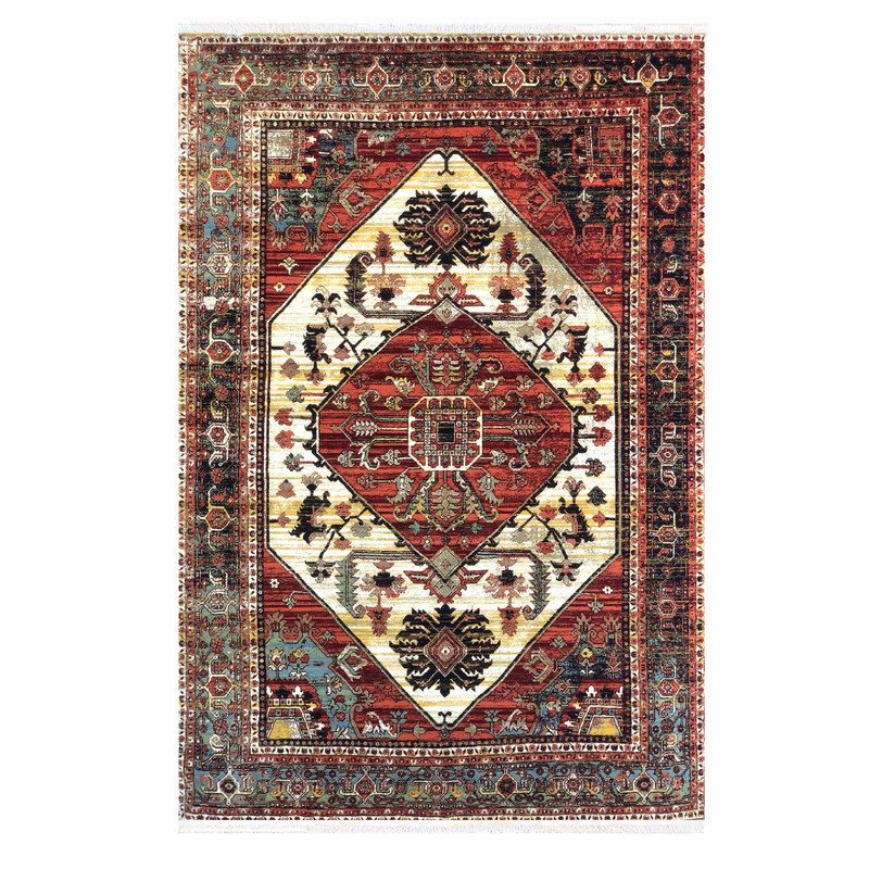 فرش ماشینی ستاره کویر یزد مدل شاهکارنوین کد n-124 زمینه کرم