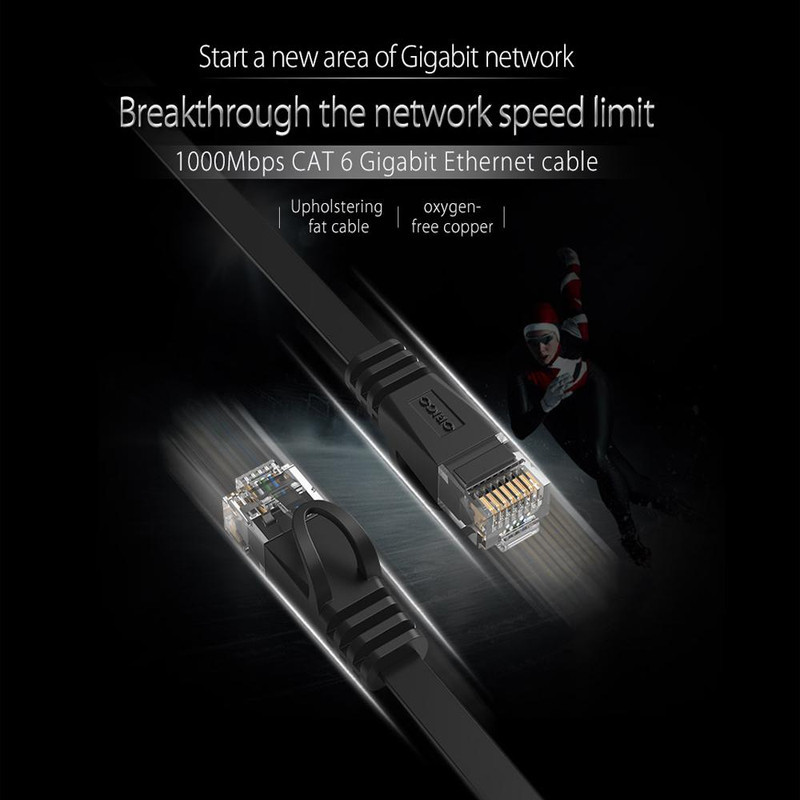 کابل شبکه CAT6 تخت اوریکو مدل PUG-C6B طول 3 متر