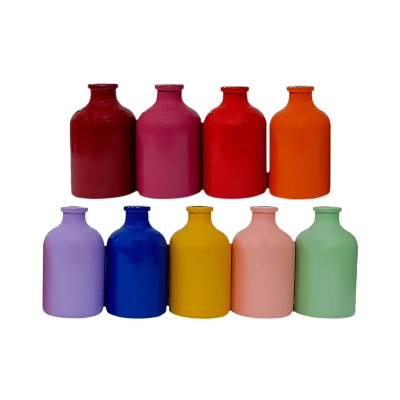گلدان شیشه‌ای دکوری رنگی مدل 261 ابعاد 7x4x4 سانتی‌متر بسته 9 عددی مناسب تزئین و دکوراسیون داخلی