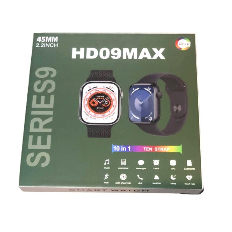 ساعت هوشمند 45 میلیمتری مدل HD09MAX با بند چرمی