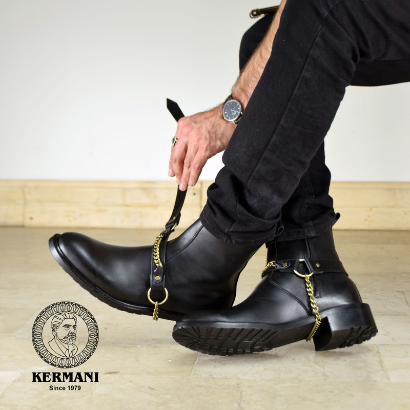 نیم بوت مردانه کرمانی مدل چرم دستدوز طبیعی کد 653