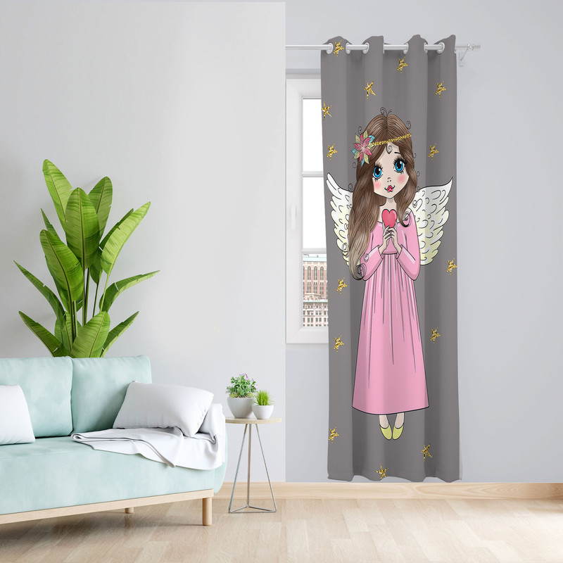 پرده مدل اتاق کودک مخمل پانچی طرح دخترانه کد 4798a سایز 140x280 سانتی متر
