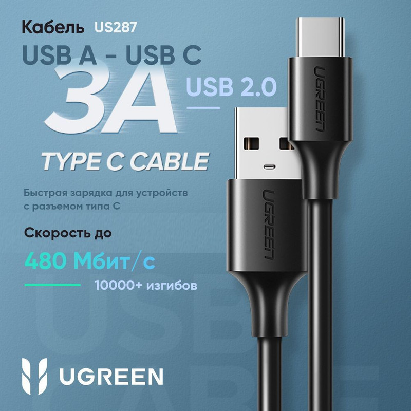 کابل تبدیل USB به USB-C یوگرین مدل US287 طول 1.5 متر