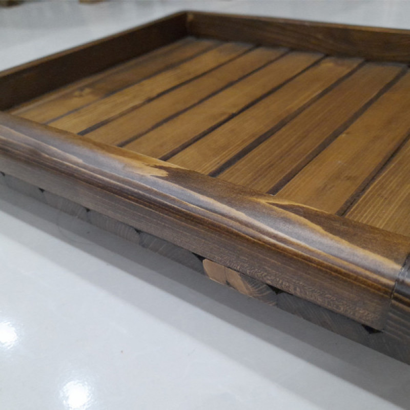 سینی سرو چوبی مدل nr2024، مجموعه 2 عددی، ابعاد سینی بزرگ 30×34 سانتی‌متر و ابعاد سینی کوچک 30×22 سانتی‌متر